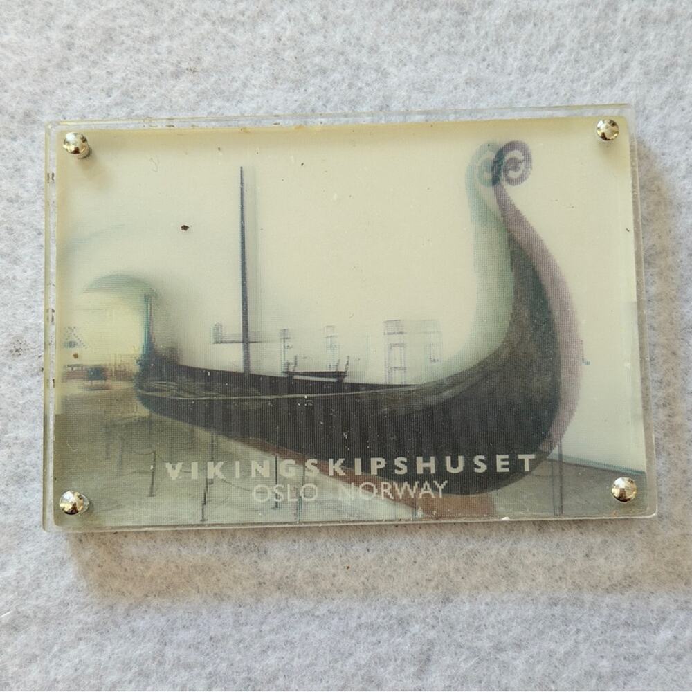 Viking Ship refrigerator magnet hologram viking museum Norway gift
